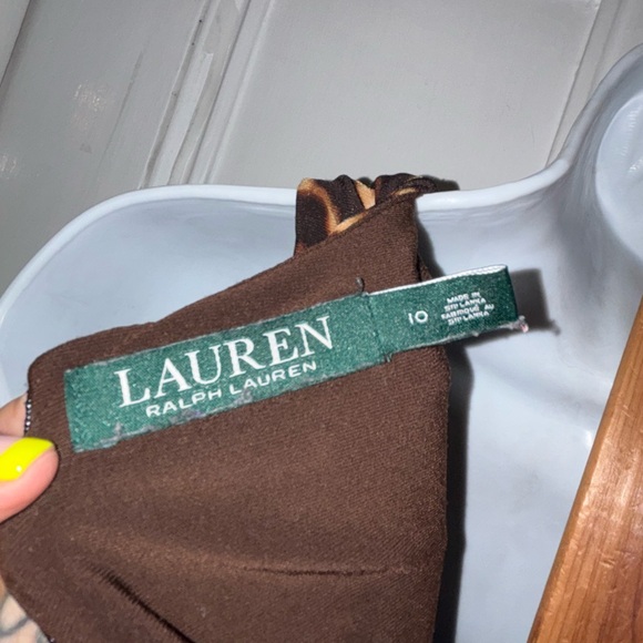 LAUREN RALPH LAUREN Leopard Print Side Ruched Sleeveless Sheath Dress Women's 10 - Picture 9 of 9